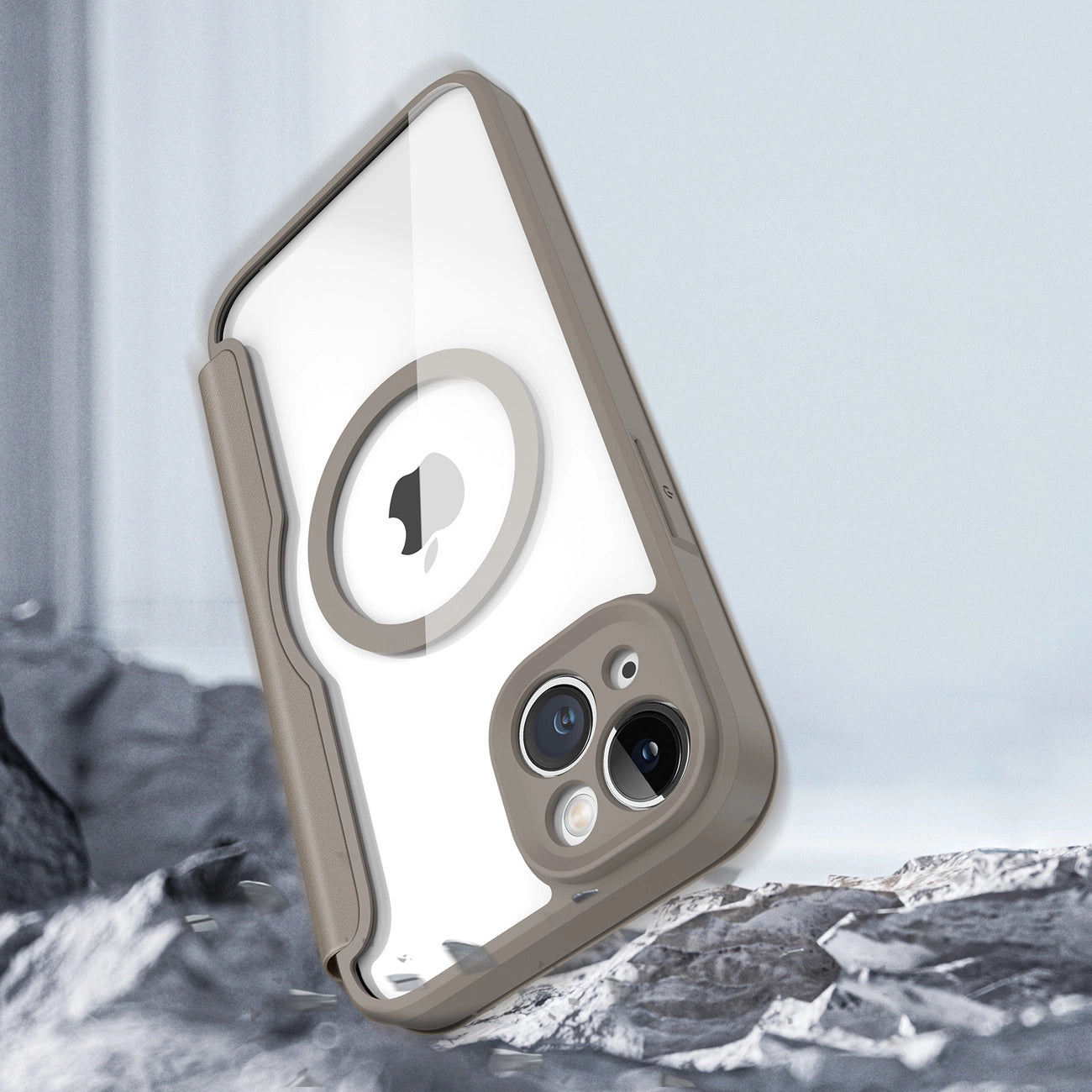 Dux Ducis Skin X Pro case iPhone 14 Plus MagSafe magnetic flip case beige_11