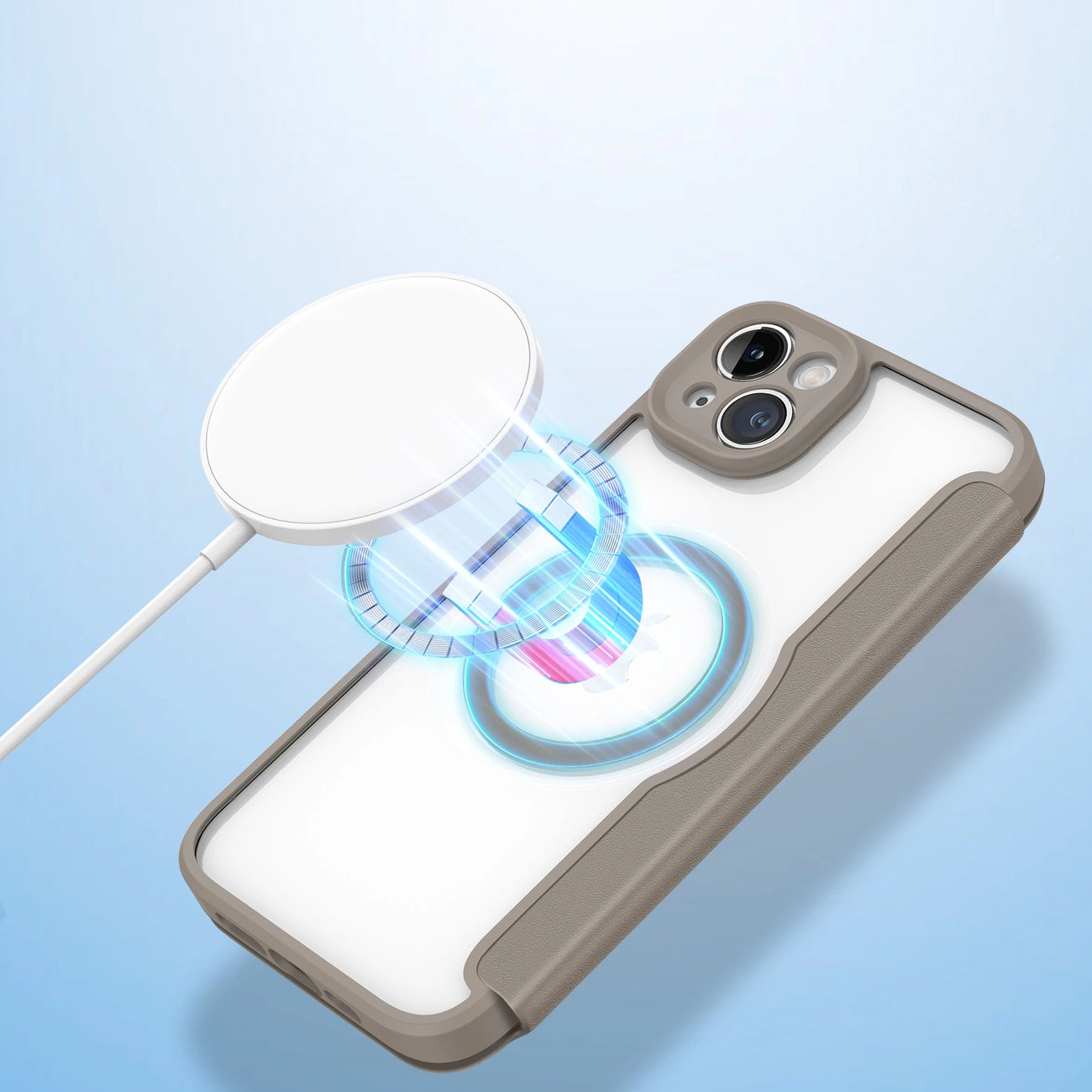 Dux Ducis Skin X Pro case iPhone 14 Plus MagSafe magnetic flip case beige_5
