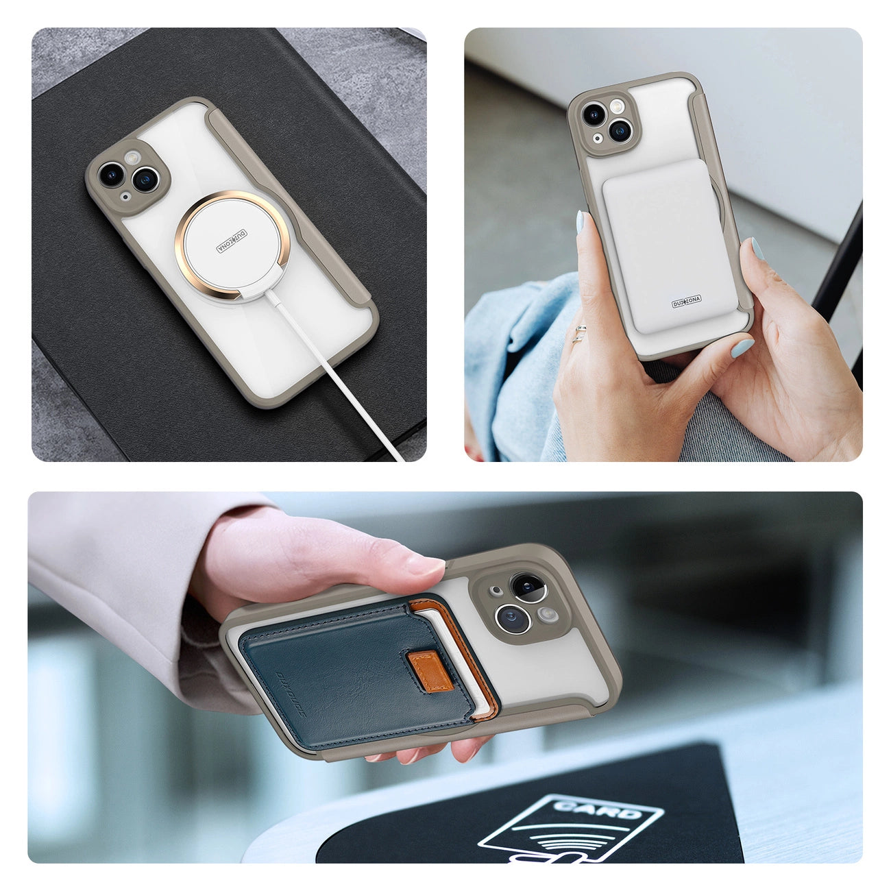 Dux Ducis Skin X Pro case iPhone 14 Plus MagSafe magnetic flip case beige_6