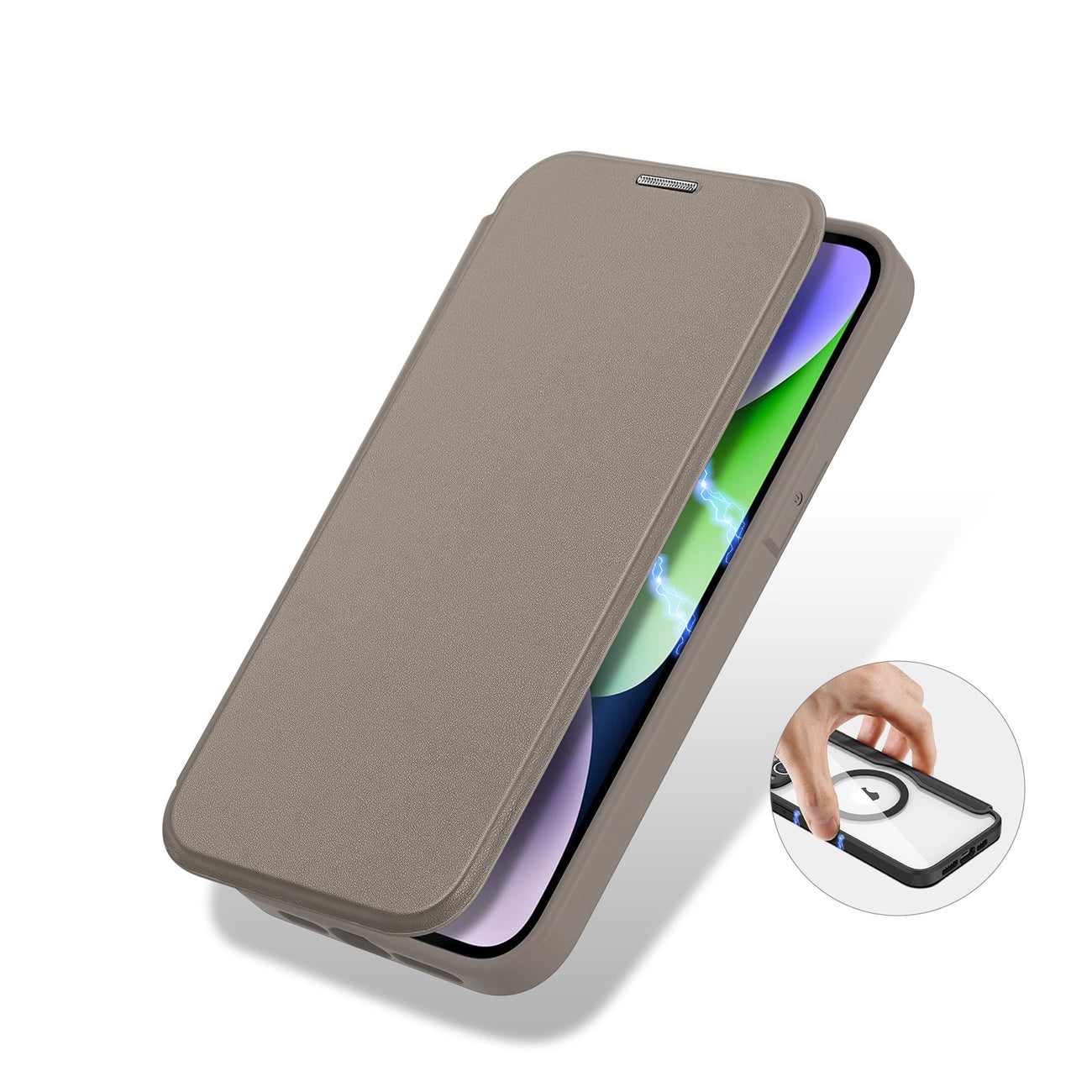 Dux Ducis Skin X Pro case iPhone 14 Plus MagSafe magnetic flip case beige_8