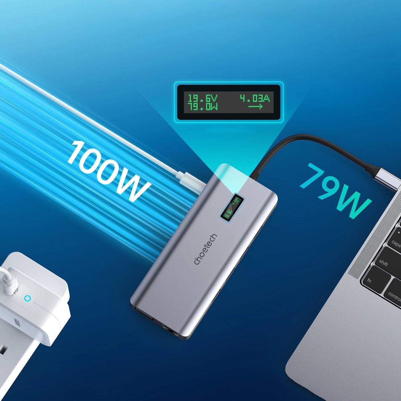 Choetech multifunctional HUB with display 12in1 USB-C to USB-C / USB-A / HDMI / VGA / AUX / SD / TF gray (HUB-M26)_5