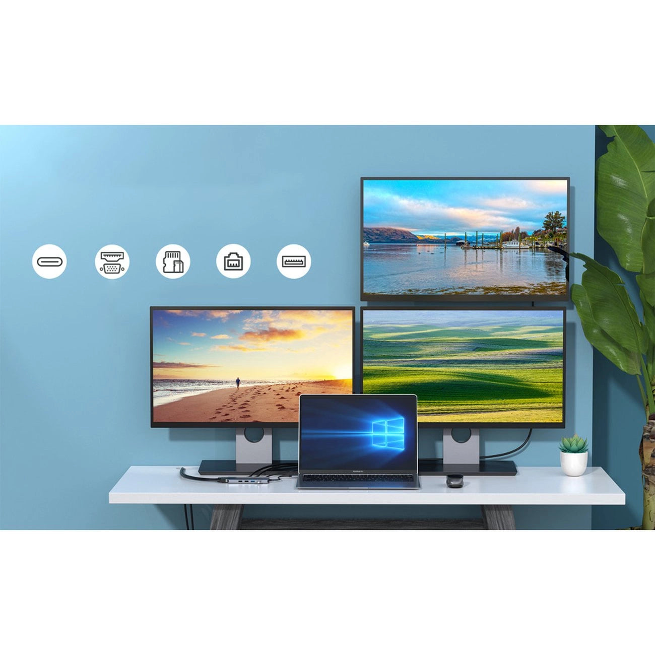 Choetech multifunctional HUB with display 12in1 USB-C to USB-C / USB-A / HDMI / VGA / AUX / SD / TF gray (HUB-M26)_7