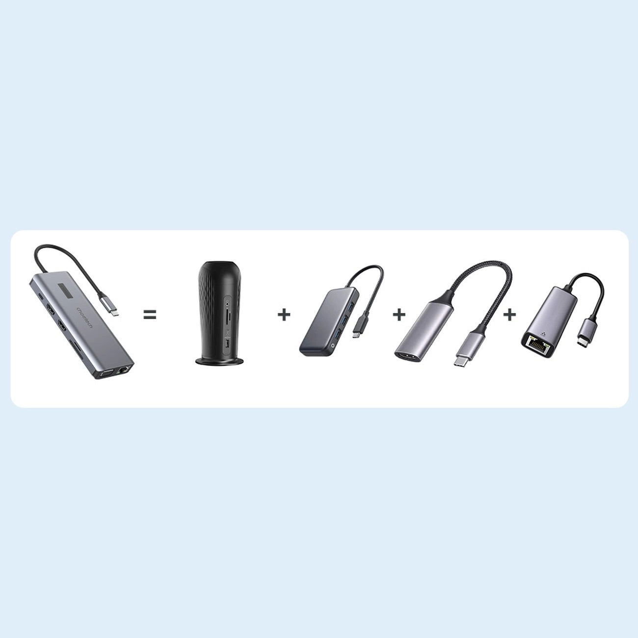 Choetech multifunctional HUB with display 12in1 USB-C to USB-C / USB-A / HDMI / VGA / AUX / SD / TF gray (HUB-M26)_8