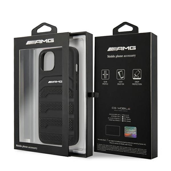 AMG AMHCP14MGSEBK iPhone 14 Plus 6,7 "black / black hardcase Leather Debossed Lines_7