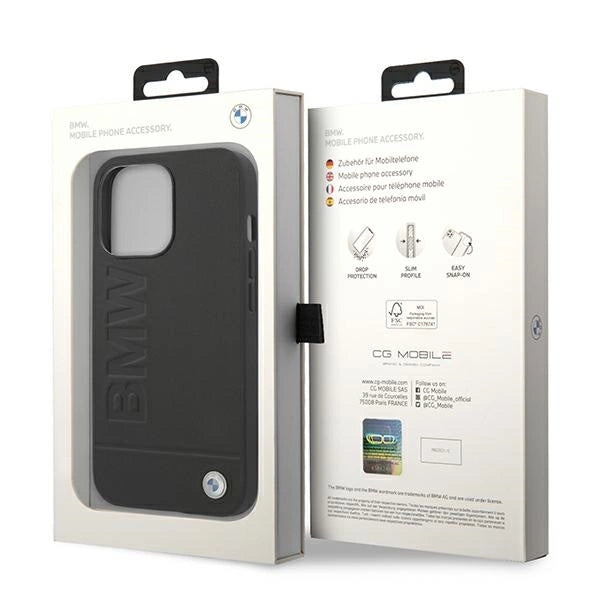 Case BMW BMHCP14LSLLBK iPhone 14 Pro 6.1 "black / black Leather Stamp_7