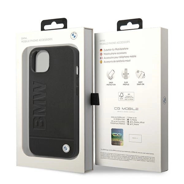 Case BMW BMHCP14MSLLBK iPhone 14 Plus 6.7 "black / black Leather Stamp_7
