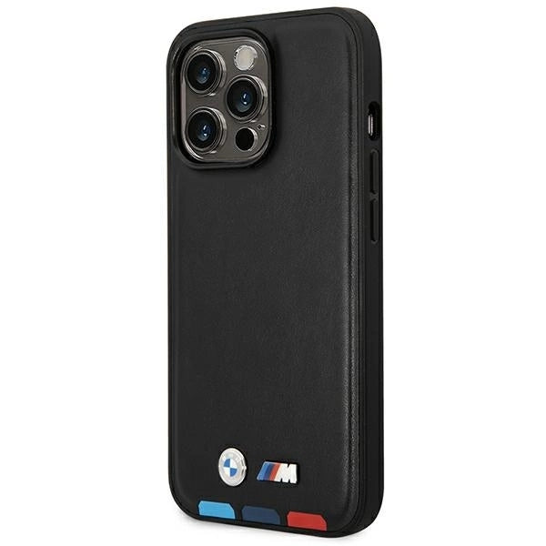 Case BMW BMHMP14L22PTDK iPhone 14 Pro 6.1 "black / black Leather Stamp Tricolor Magsafe_1