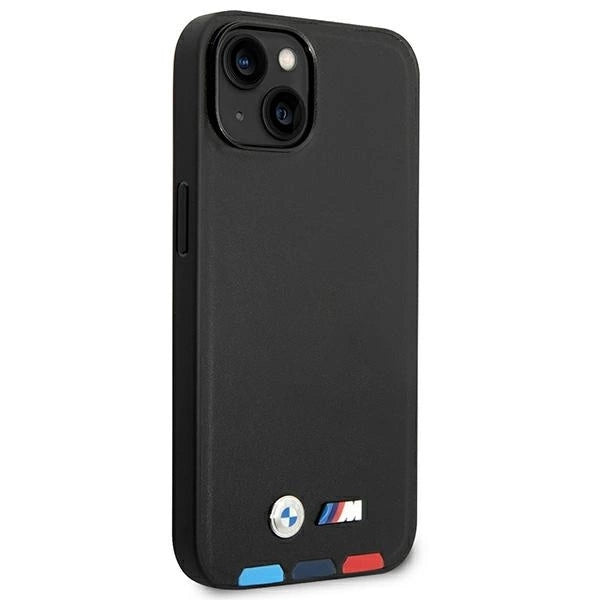 Case BMW BMHMP14S22PTDK iPhone 14 6.1 "black / black Leather Stamp Tricolor Magsafe_3