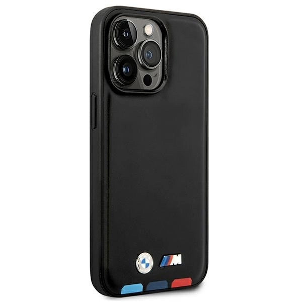 Case BMW BMHMP14X22PTDK iPhone 14 Pro Max 6.7 "black / black Leather Stamp Tricolor Magsafe_3