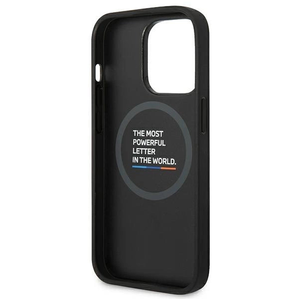 Case BMW BMHMP14X22PTDK iPhone 14 Pro Max 6.7 "black / black Leather Stamp Tricolor Magsafe_6