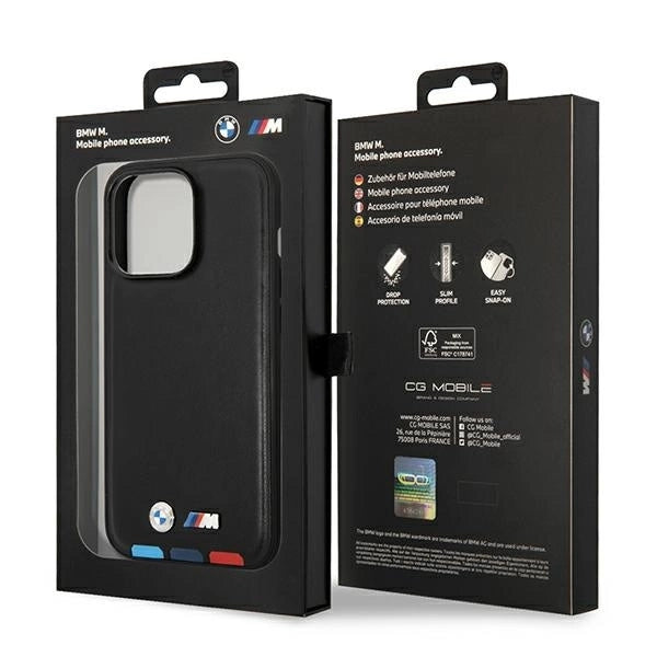 Case BMW BMHMP14X22PTDK iPhone 14 Pro Max 6.7 "black / black Leather Stamp Tricolor Magsafe_7