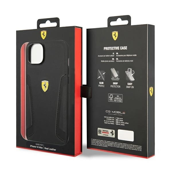 Ferrari FEHCP14MRBUK iPhone 14 Plus 6.7" black/black hardcase Leather Stamp Sides_7