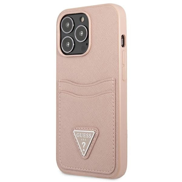Guess GUHCP13LPSATPP iPhone 13 Pro / 13 6.1 "pink / pink hardcase SaffianoTriangle Logo Cardslot_1