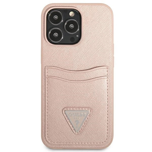 Guess GUHCP13LPSATPP iPhone 13 Pro / 13 6.1 "pink / pink hardcase SaffianoTriangle Logo Cardslot_2