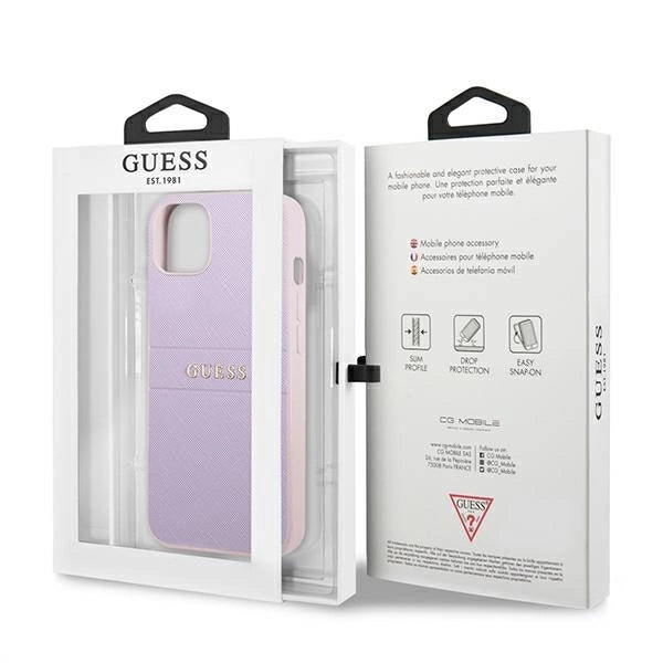 Guess GUHCP13SPSASBPU iPhone 13 mini 5,4 "purple / purple Saffiano Hot Stamp & Metal Logo_7