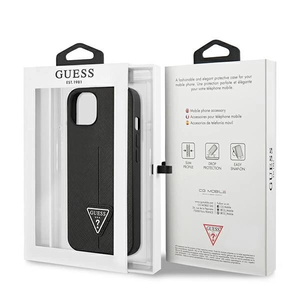 Guess GUHCP13SPSATLK iPhone 13 mini 5,4 "black / black hardcase SaffianoTriangle Logo_7