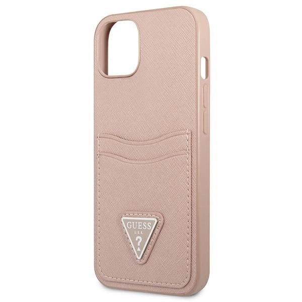 Guess GUHCP13SPSATPP iPhone 13 mini 5,4 "pink / pink hardcase SaffianoTriangle Logo Cardslot_5