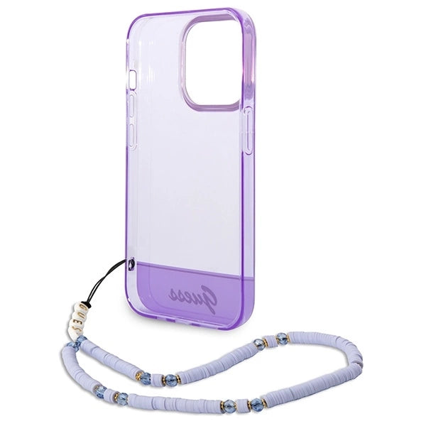 Guess GUHCP14LHGCOHU iPhone 14 Pro 6.1" purple/purple hardcase Translucent Pearl Strap_5