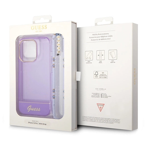 Guess GUHCP14LHGCOHU iPhone 14 Pro 6.1" purple/purple hardcase Translucent Pearl Strap_6