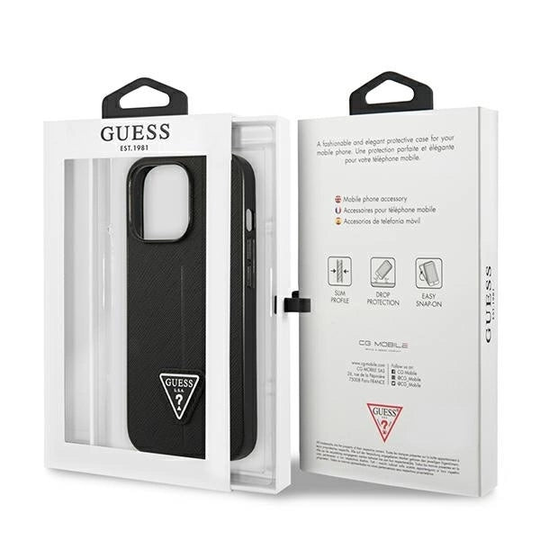 Guess GUHCP14LPSATLK iPhone 14 Pro 6.1" black/black hardcase SaffianoTriangle Logo_7