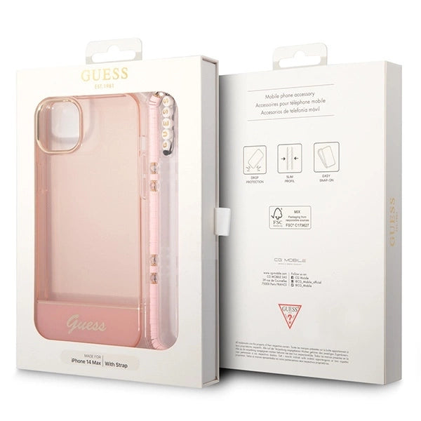 Guess GUHCP14MHGCOHP iPhone 14 Plus 6.7" pink/pink hardcase Translucent Pearl Strap_6