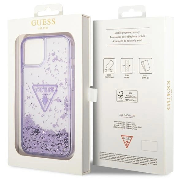 Guess Liquid Glitter Palm Collection case for iPhone 14 Plus 6.7" - purple_7