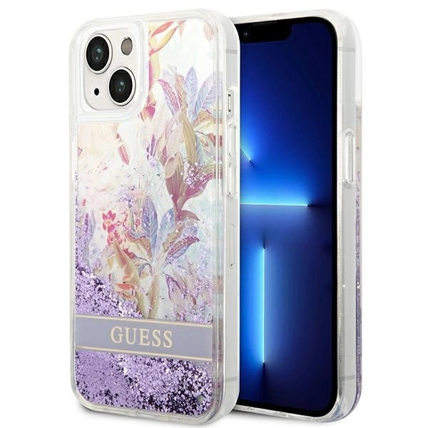 Guess GUHCP14MLFLSU iPhone 14 Plus 6.7 "violet / purple hardcase Flower Liquid Glitter_0