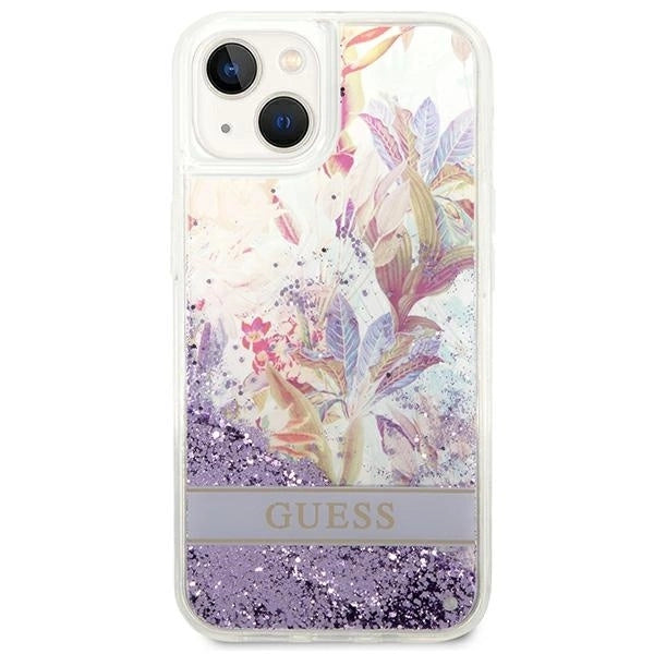 Guess GUHCP14MLFLSU iPhone 14 Plus 6.7 "violet / purple hardcase Flower Liquid Glitter_2