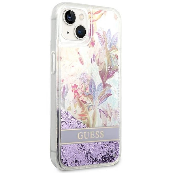 Guess GUHCP14MLFLSU iPhone 14 Plus 6.7 "violet / purple hardcase Flower Liquid Glitter_3