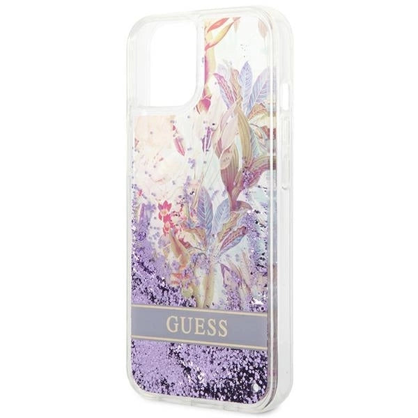 Guess GUHCP14MLFLSU iPhone 14 Plus 6.7 "violet / purple hardcase Flower Liquid Glitter_5
