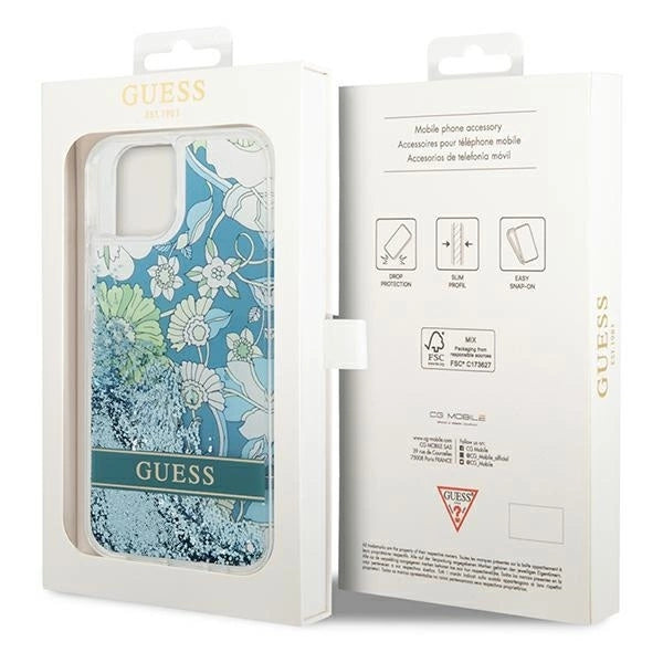 Guess GUHCP14SLFLSN iPhone 14 6.1 "green / green hardcase Flower Liquid Glitter_7