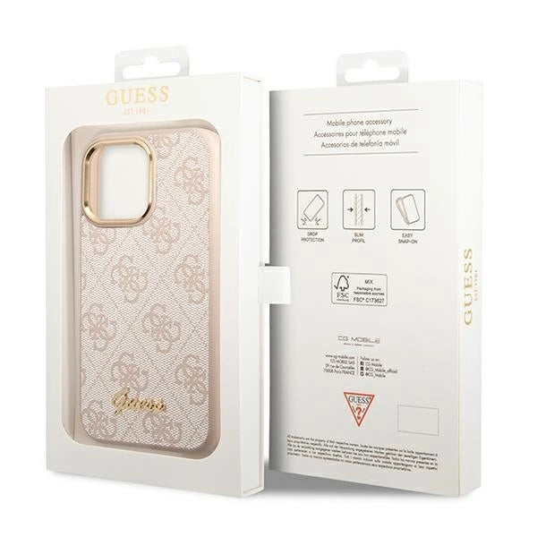 Guess 4G Vintage Gold Logo case for iPhone 14 Pro Max - pink_7