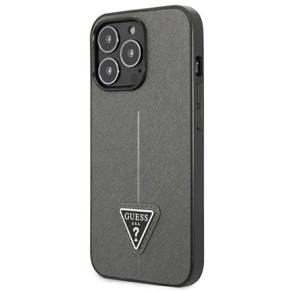 Guess GUHCP14XPSATLG iPhone 14 Pro Max 6.7 "silver / silver hardcase SaffianoTriangle Logo_1