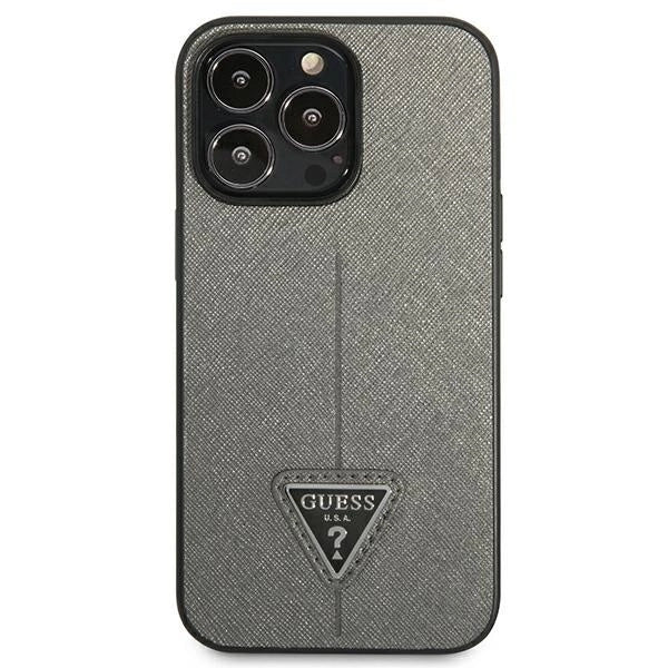 Guess GUHCP14XPSATLG iPhone 14 Pro Max 6.7 "silver / silver hardcase SaffianoTriangle Logo_2