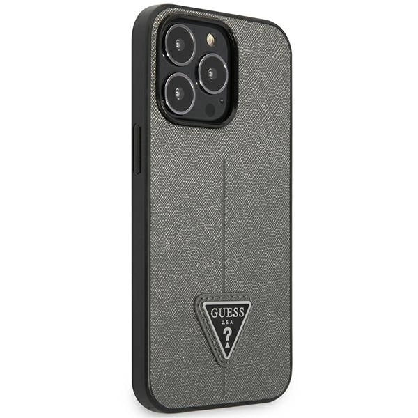 Guess GUHCP14XPSATLG iPhone 14 Pro Max 6.7 "silver / silver hardcase SaffianoTriangle Logo_3