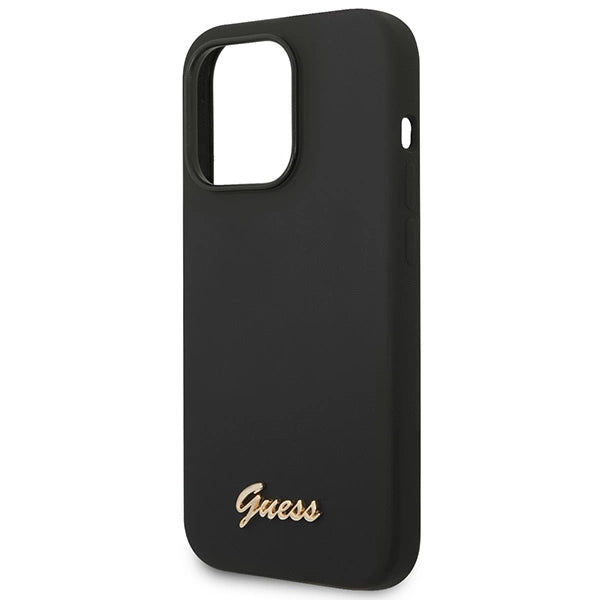 Guess GUHCP14XSLSMK iPhone 14 Pro Max 6.7" black/black hard case Silicone Vintage Gold Logo_5
