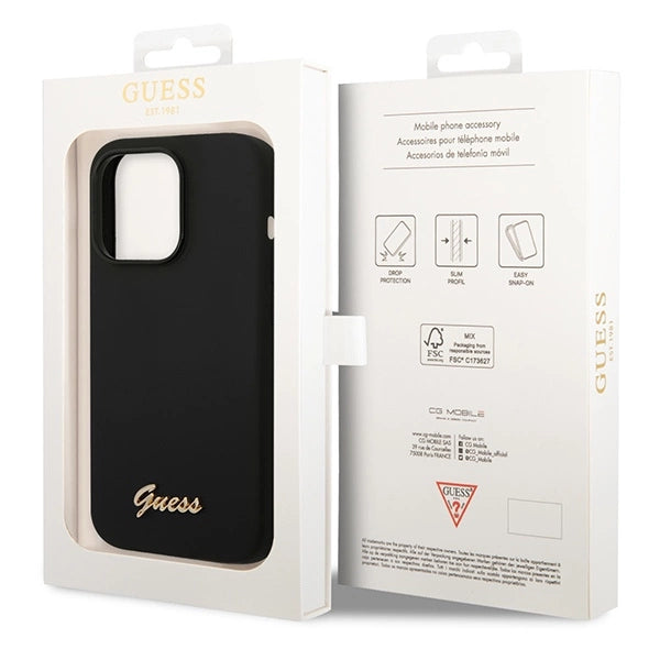 Guess GUHCP14XSLSMK iPhone 14 Pro Max 6.7" black/black hard case Silicone Vintage Gold Logo_7