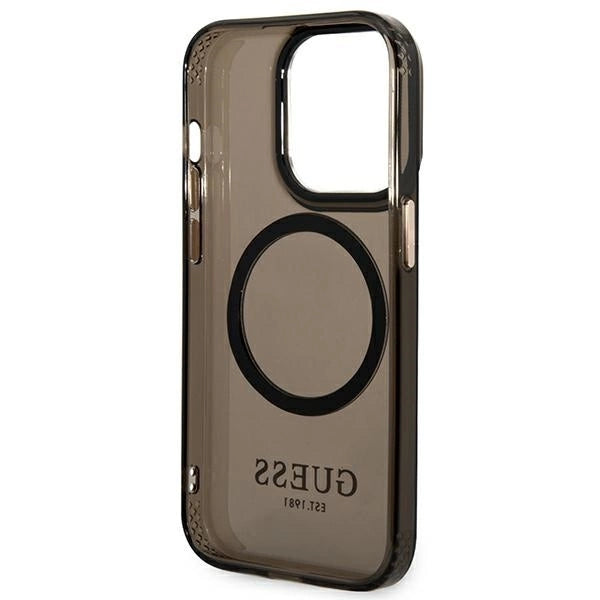 Guess GUHMP14LHTCMK iPhone 14 Pro 6.1" black/black hard case Gold Outline Translucent MagSafe_6