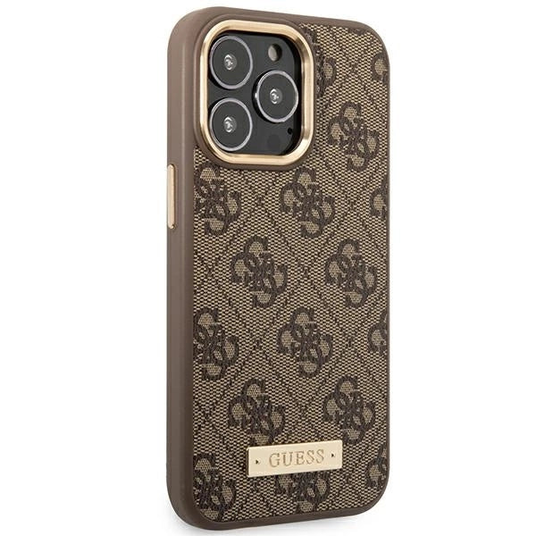 Guess GUHMP14LU4GPRW iPhone 14 Pro 6.1 "brown / brown hard case 4G Logo Plate MagSafe_3