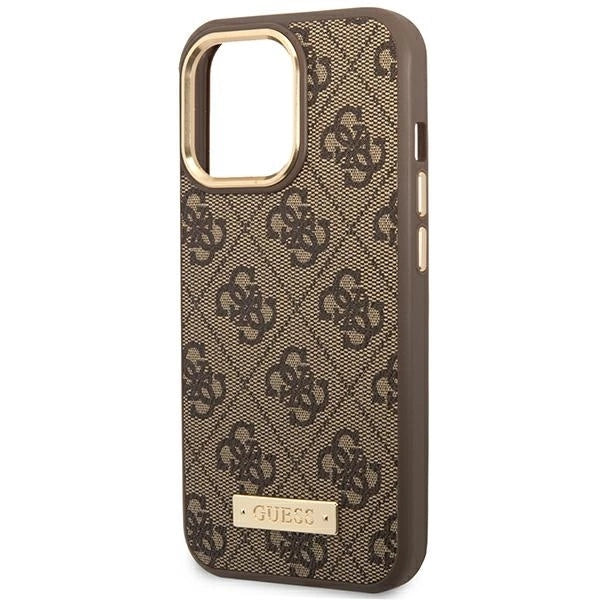 Guess GUHMP14LU4GPRW iPhone 14 Pro 6.1 "brown / brown hard case 4G Logo Plate MagSafe_5