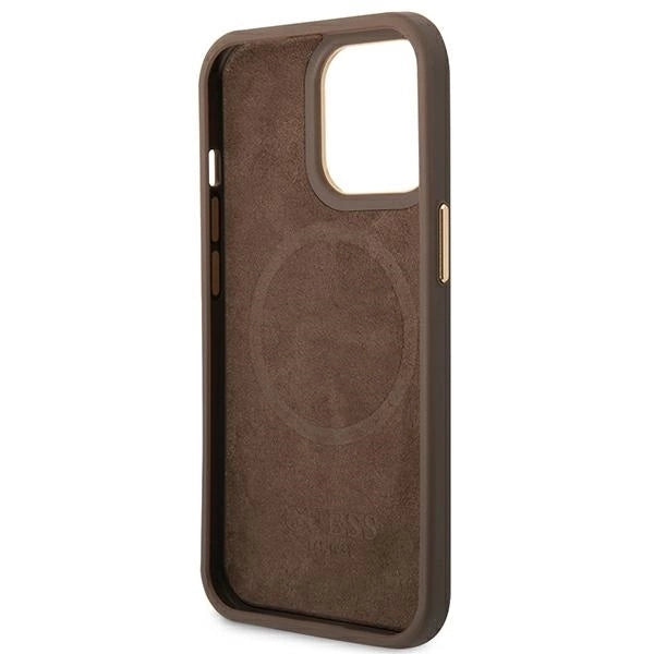 Guess GUHMP14LU4GPRW iPhone 14 Pro 6.1 "brown / brown hard case 4G Logo Plate MagSafe_6