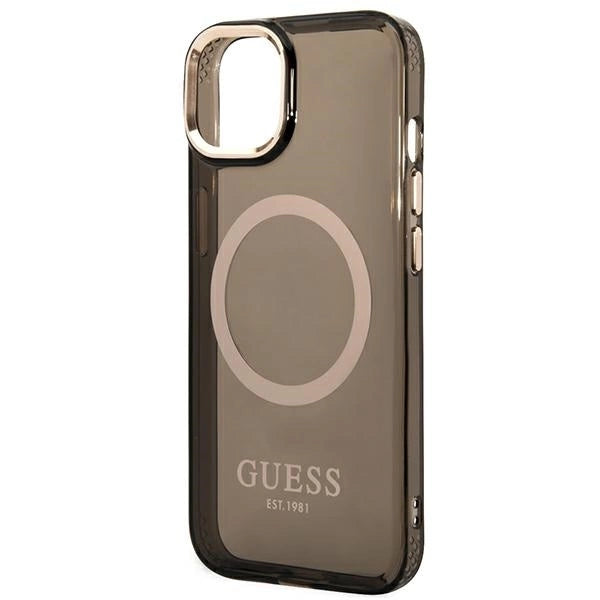 Guess GUHMP14SHTCMK iPhone 14 6.1" black/black hard case Gold Outline Translucent MagSafe_5