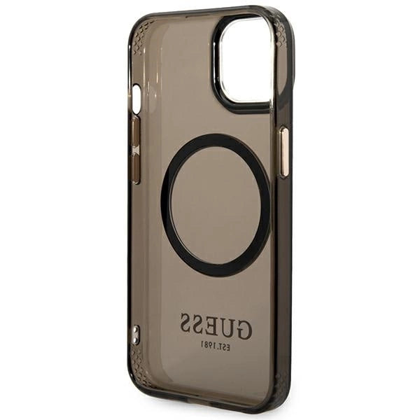 Guess GUHMP14SHTCMK iPhone 14 6.1" black/black hard case Gold Outline Translucent MagSafe_6