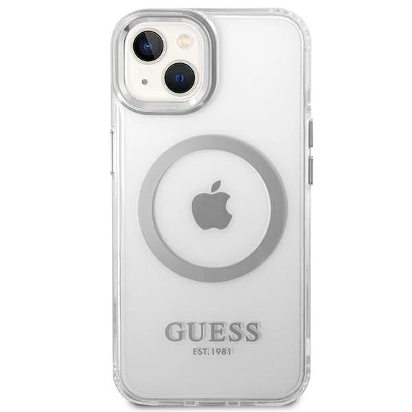 Guess GUHMP14SHTRMS iPhone 14 6.1" silver/silver hard case Metal Outline Magsafe_2