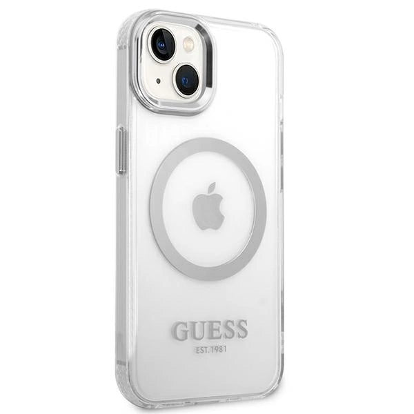 Guess GUHMP14SHTRMS iPhone 14 6.1" silver/silver hard case Metal Outline Magsafe_3