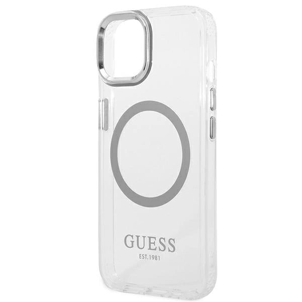 Guess GUHMP14SHTRMS iPhone 14 6.1" silver/silver hard case Metal Outline Magsafe_5