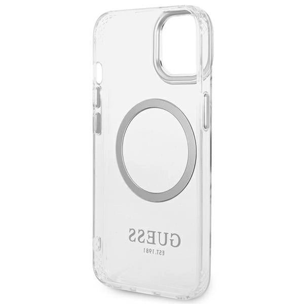 Guess GUHMP14SHTRMS iPhone 14 6.1" silver/silver hard case Metal Outline Magsafe_6