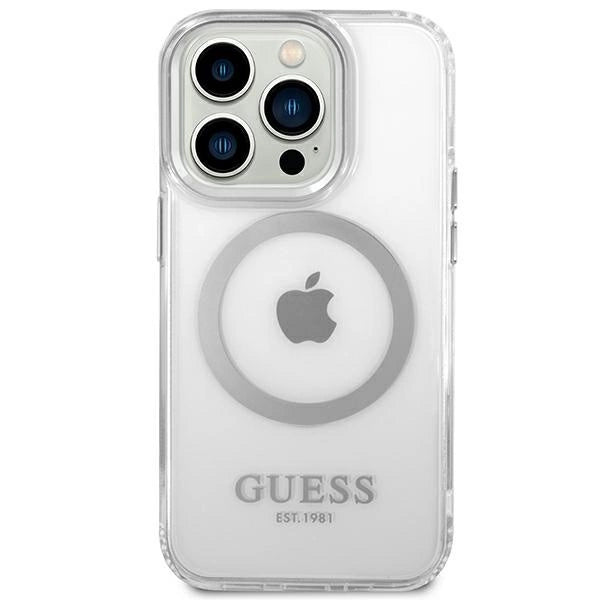 Guess GUHMP14XHTRMS iPhone 14 Pro Max 6.7" silver/silver hard case Metal Outline Magsafe_2
