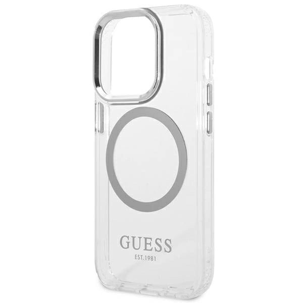 Guess GUHMP14XHTRMS iPhone 14 Pro Max 6.7" silver/silver hard case Metal Outline Magsafe_5