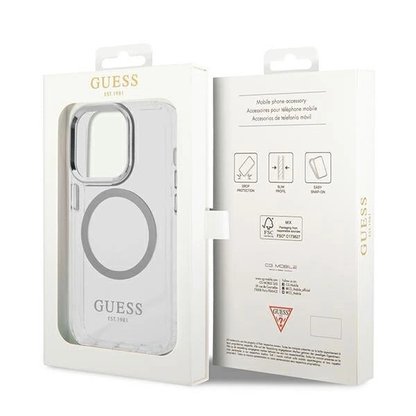 Guess GUHMP14XHTRMS iPhone 14 Pro Max 6.7" silver/silver hard case Metal Outline Magsafe_7
